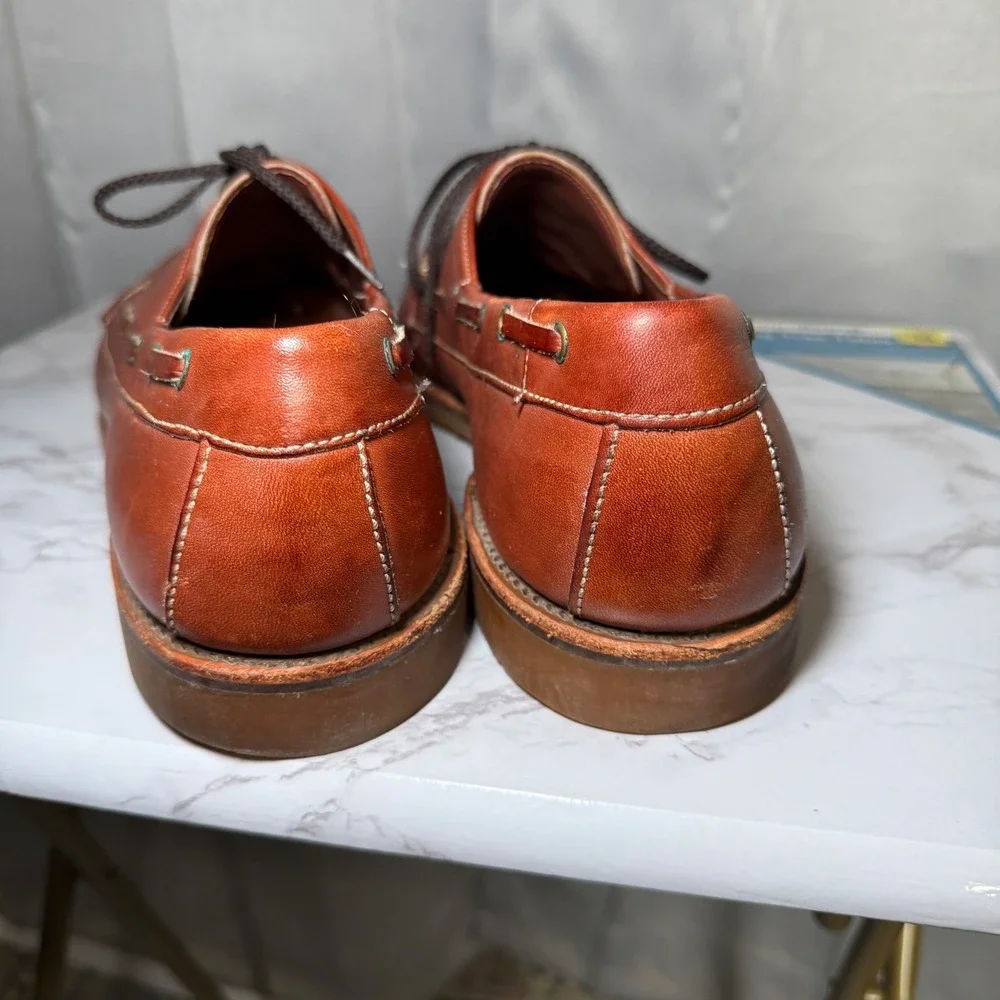 Allen Edmonds Clipper Boat Shoes Mens 14 AAA Brown Leather Moc Toe Vibram USA
